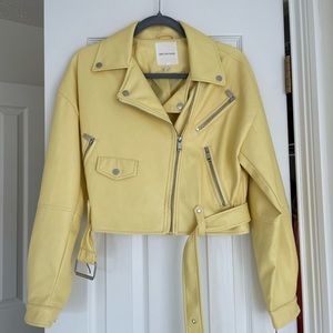 Yellow leather moto jacket brand new with tags on it!